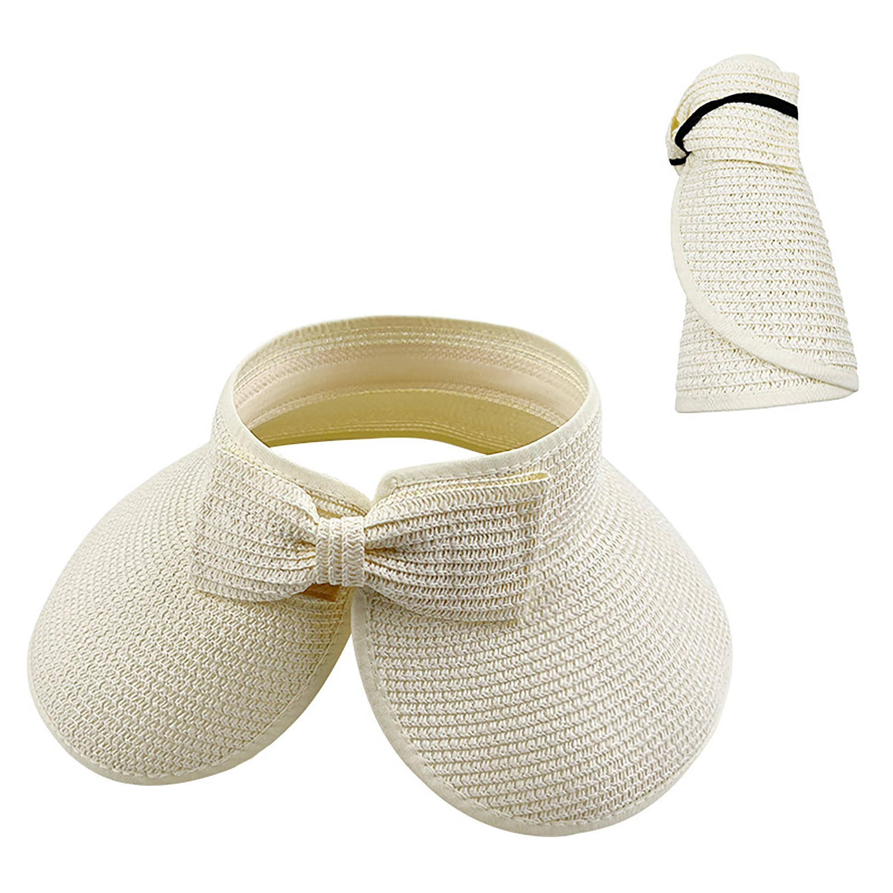 Women's Roll Up Wide Brim Foldable Straw Sun Hat