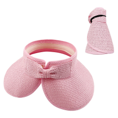 Women's Roll Up Wide Brim Foldable Straw Sun Hat