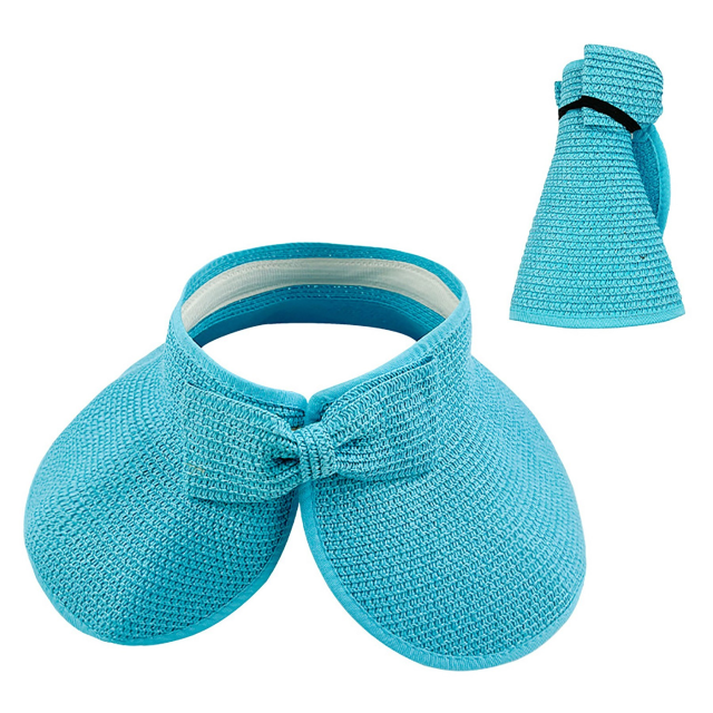 Women's Roll Up Wide Brim Foldable Straw Sun Hat
