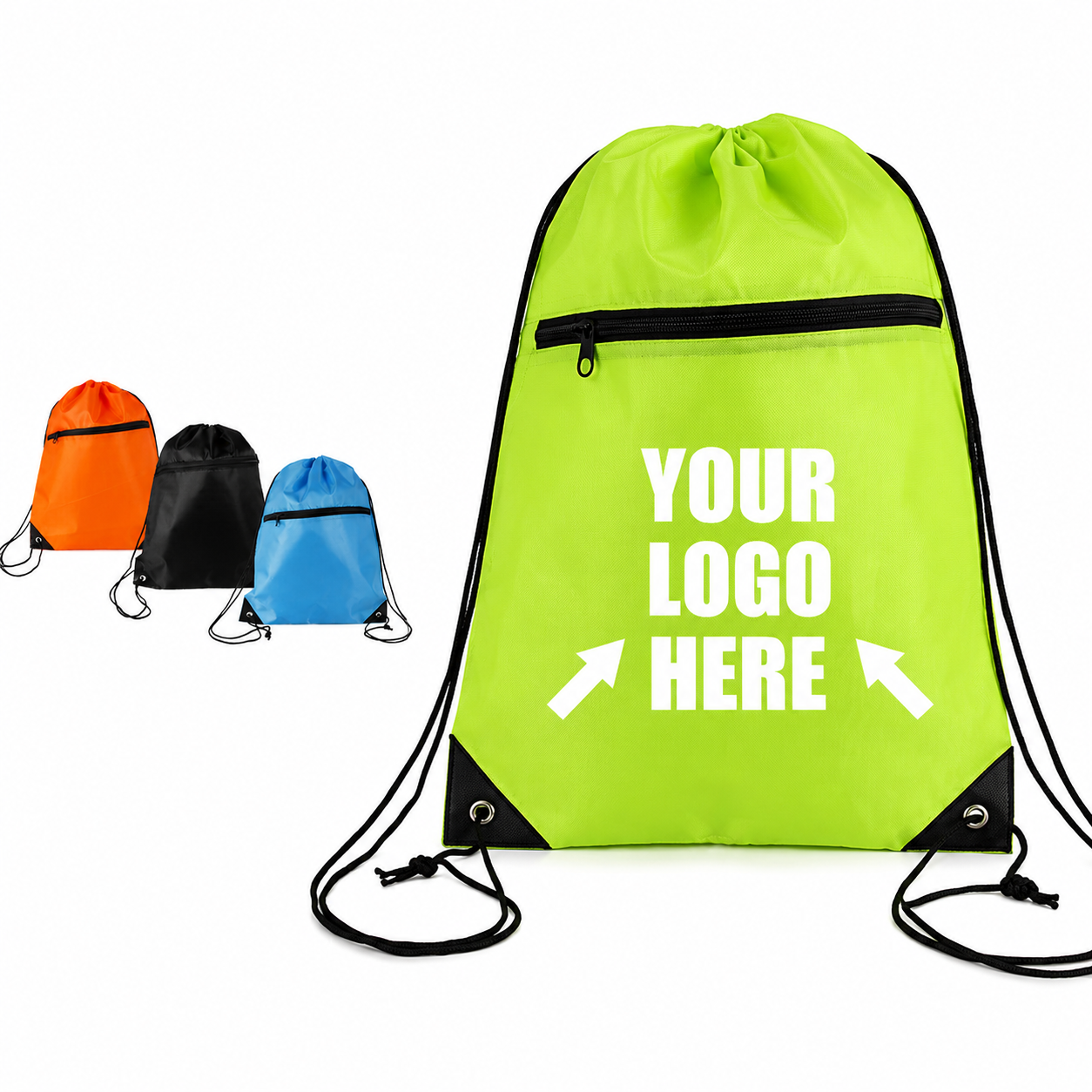 Zippered Drawstring Backpack Bag