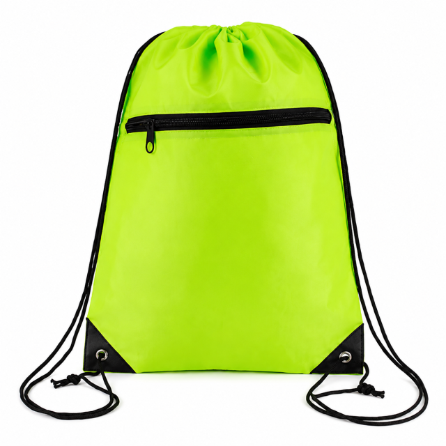 Zippered Drawstring Backpack Bag