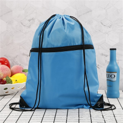 Zippered Drawstring Backpack Bag