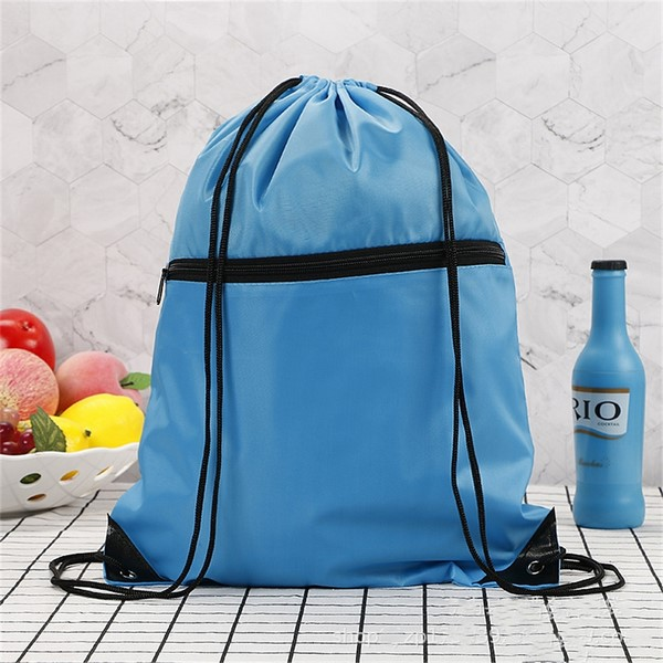 Zippered Drawstring Backpack Bag