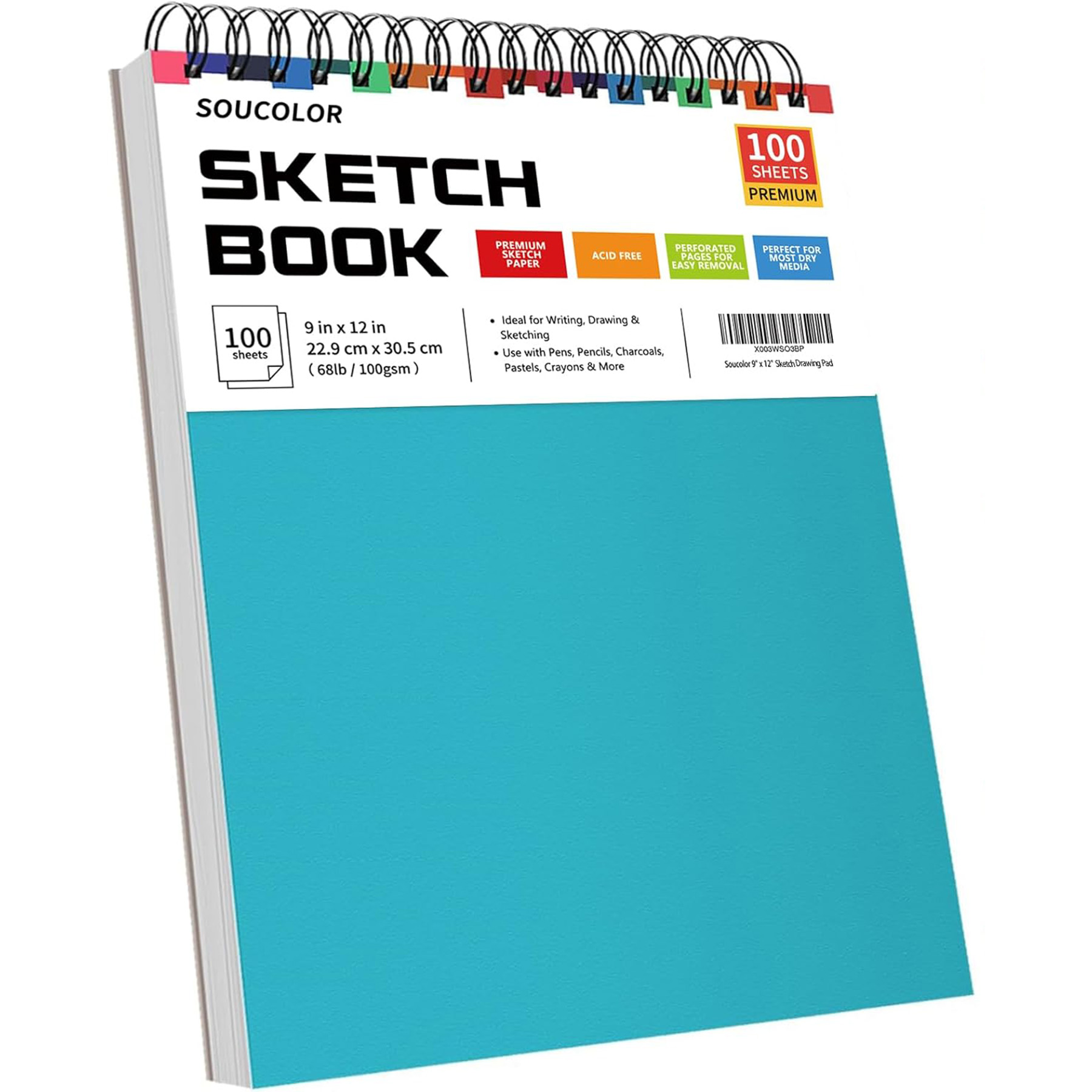 100-Sheet Spiral Bound Artist Sketchbook Pad