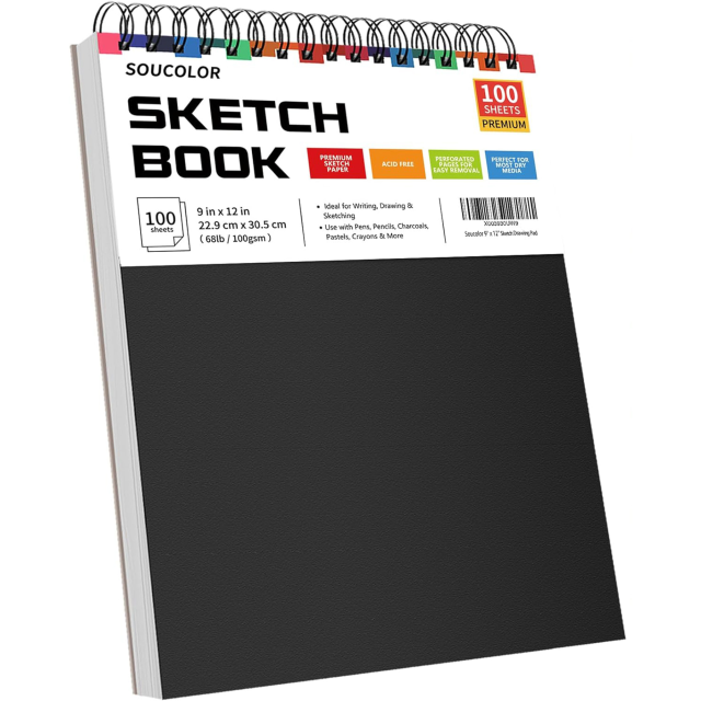 100-Sheet Spiral Bound Artist Sketchbook Pad