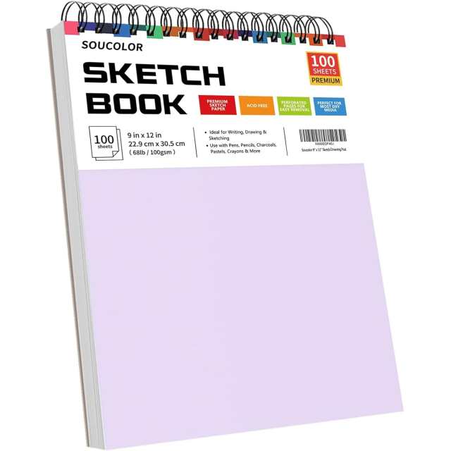 100-Sheet Spiral Bound Artist Sketchbook Pad