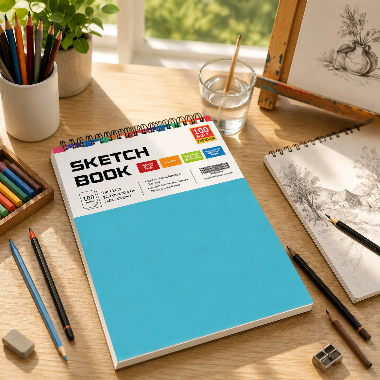 100-Sheet Spiral Bound Artist Sketchbook Pad