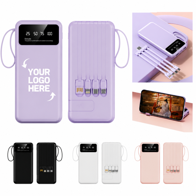 10000mAh Portable Multi Cable Power Bank With Digital Display