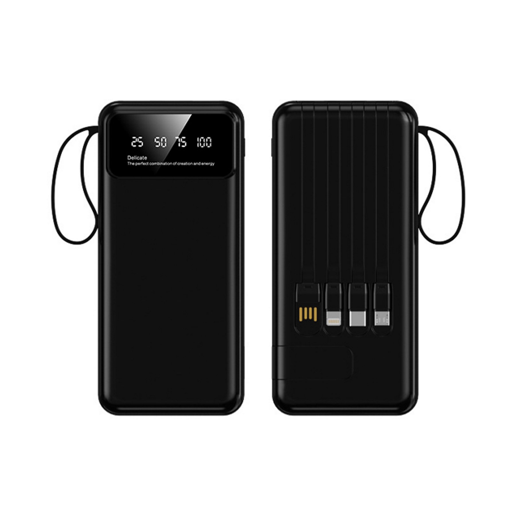 10000mAh Portable Multi Cable Power Bank With Digital Display