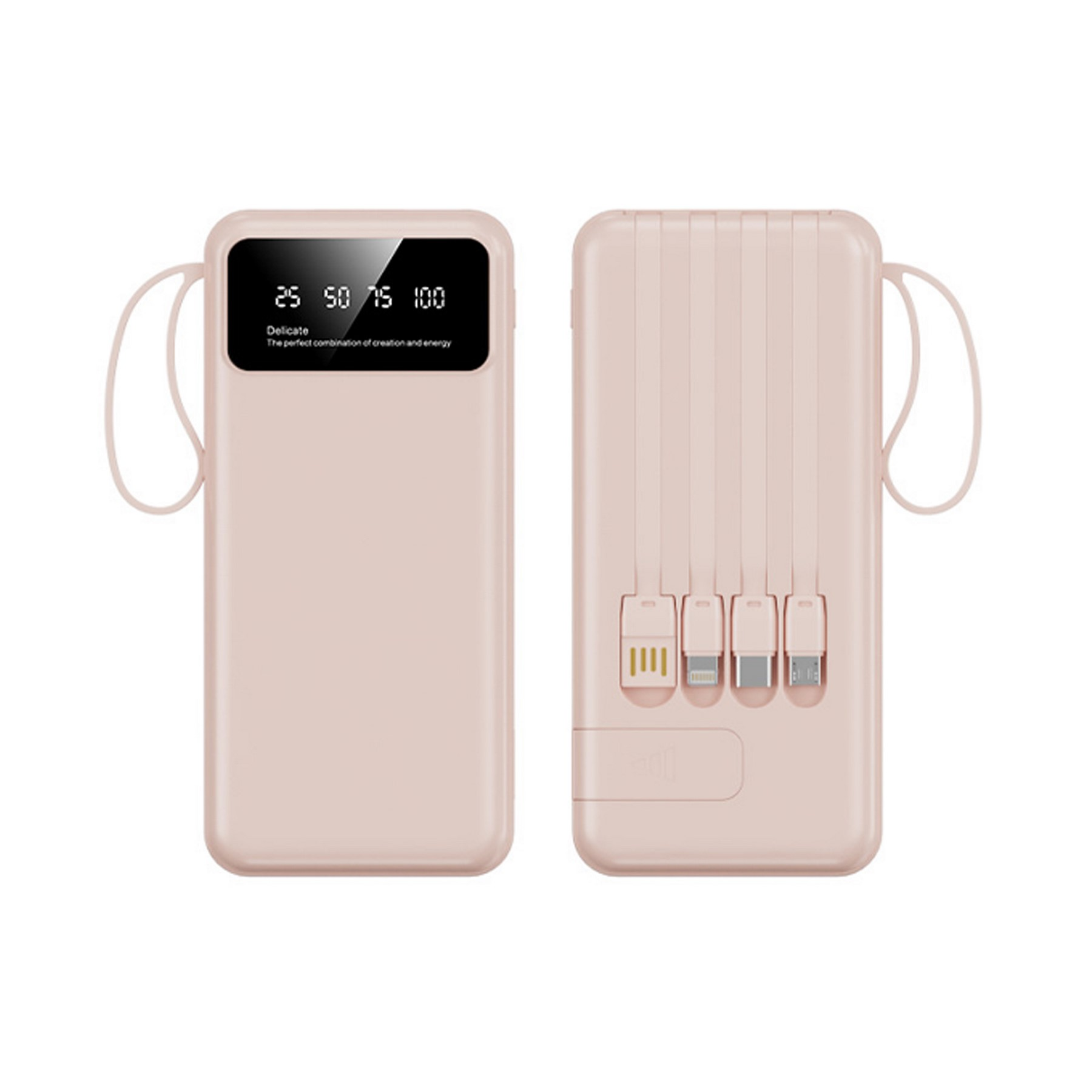 10000mAh Portable Multi Cable Power Bank With Digital Display