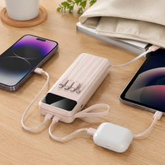 10000mAh Portable Multi Cable Power Bank With Digital Display