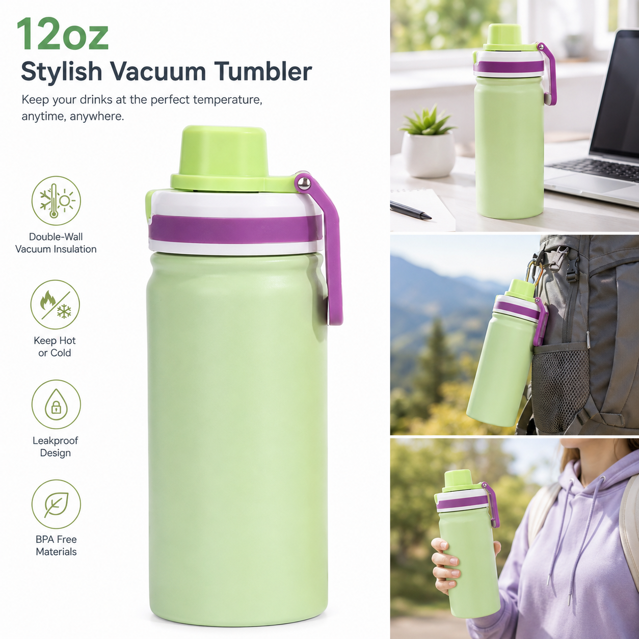 12 Oz Double-Wall 304 Stainless Steel Vacuum Tumbler