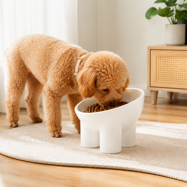 13 OZ Elephant Leg Neck Tall Slanted Elevated Pet Feeding Bowl