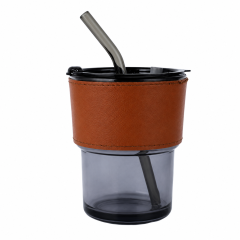 15 Oz Glass Travel Tumbler With Straw And Lid