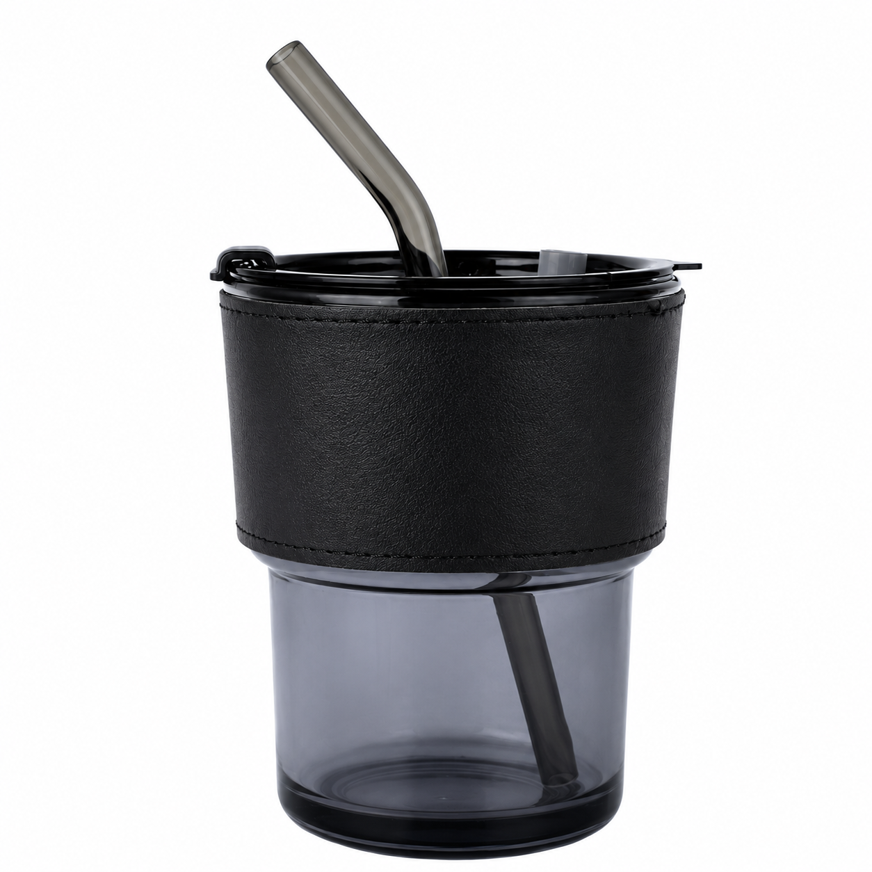 15 Oz Glass Travel Tumbler With Straw And Lid