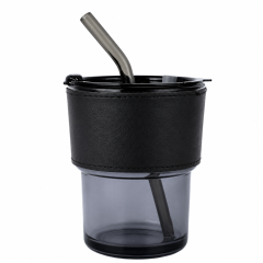 15 Oz Glass Travel Tumbler With Straw And Lid