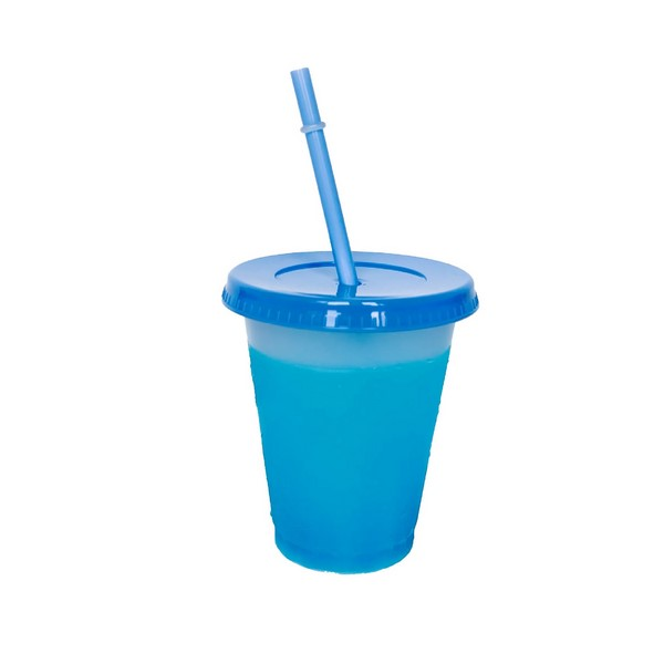 16 Oz Color-Changing Plastic Cup With Lid And Straw