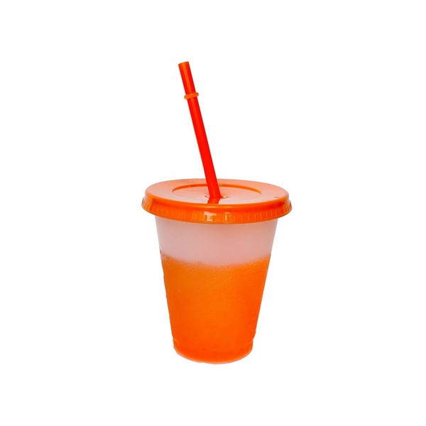 16 Oz Color-Changing Plastic Cup With Lid And Straw