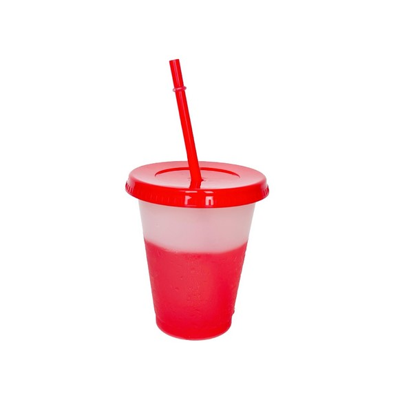 16 Oz Color-Changing Plastic Cup With Lid And Straw