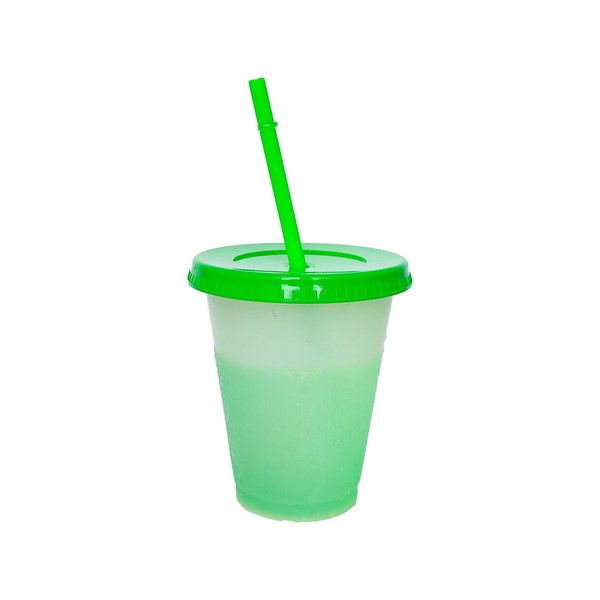 16 Oz Color-Changing Plastic Cup With Lid And Straw