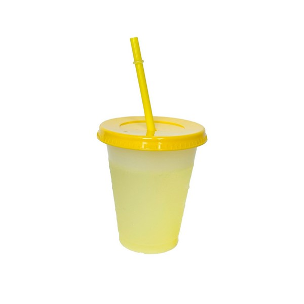 16 Oz Color-Changing Plastic Cup With Lid And Straw