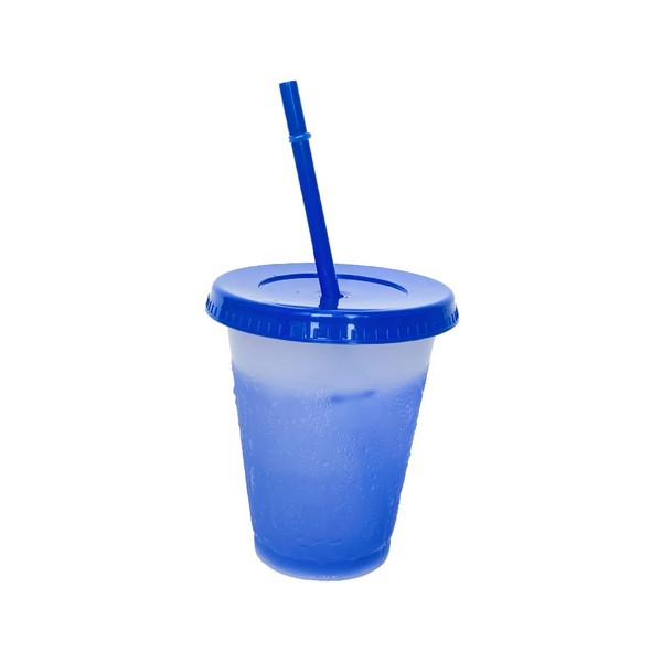 16 Oz Color-Changing Plastic Cup With Lid And Straw