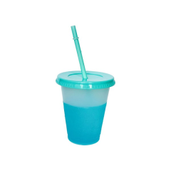 16 Oz Color-Changing Plastic Cup With Lid And Straw