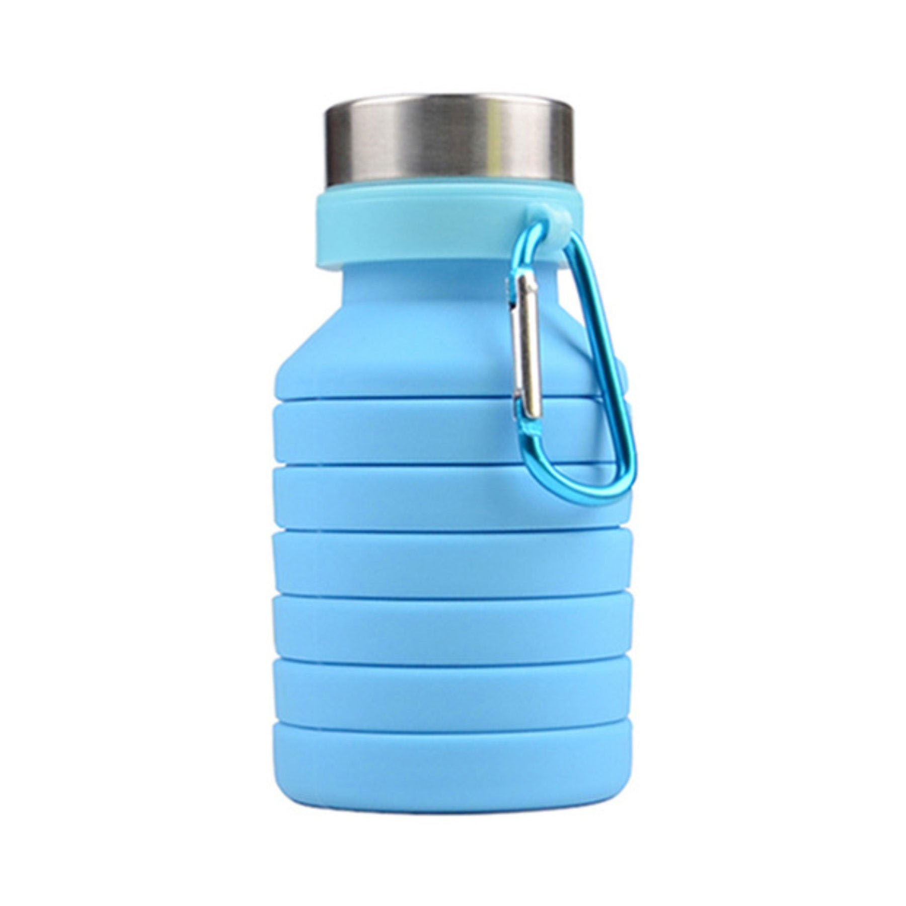 18oz Silicone Collapsible Sports Water Bottle with Carabiner Clip