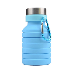 18oz Silicone Collapsible Sports Water Bottle with Carabiner Clip