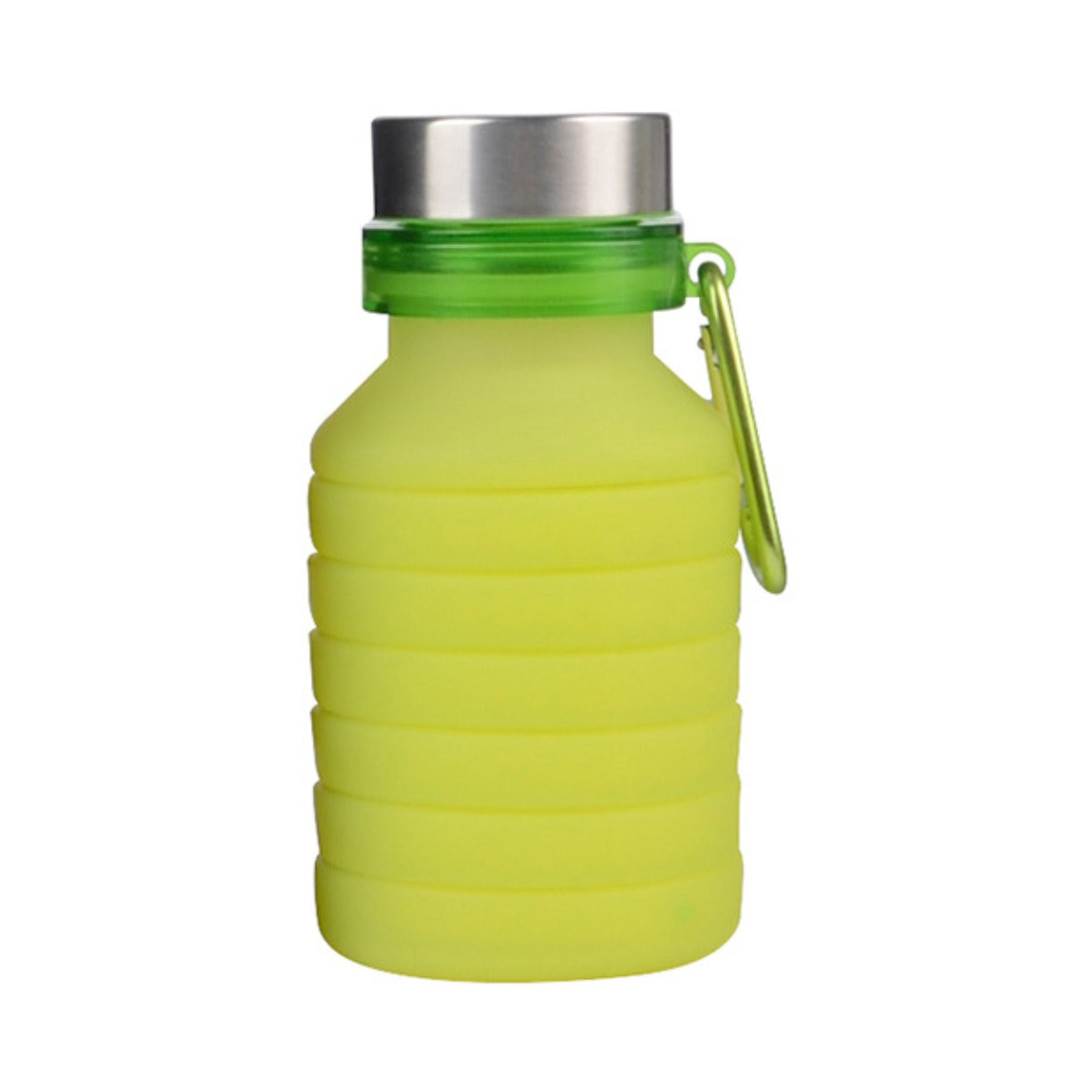 18oz Silicone Collapsible Sports Water Bottle with Carabiner Clip