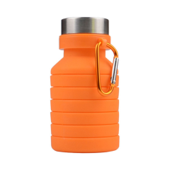 18oz Silicone Collapsible Sports Water Bottle with Carabiner Clip