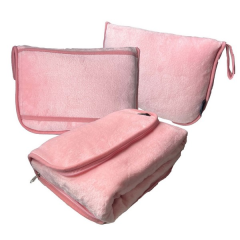 2-In-1 Flannel Travel Blanket With Storage Pouch