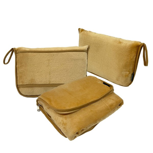 2-In-1 Flannel Travel Blanket With Storage Pouch