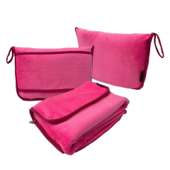 2-In-1 Flannel Travel Blanket With Storage Pouch