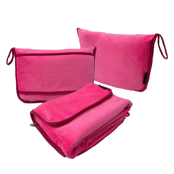 2-In-1 Flannel Travel Blanket With Storage Pouch