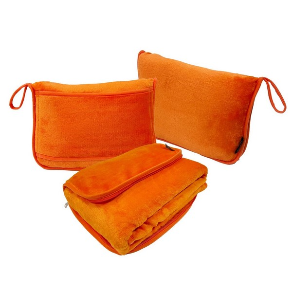 2-In-1 Flannel Travel Blanket With Storage Pouch