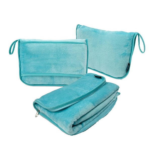 2-In-1 Flannel Travel Blanket With Storage Pouch
