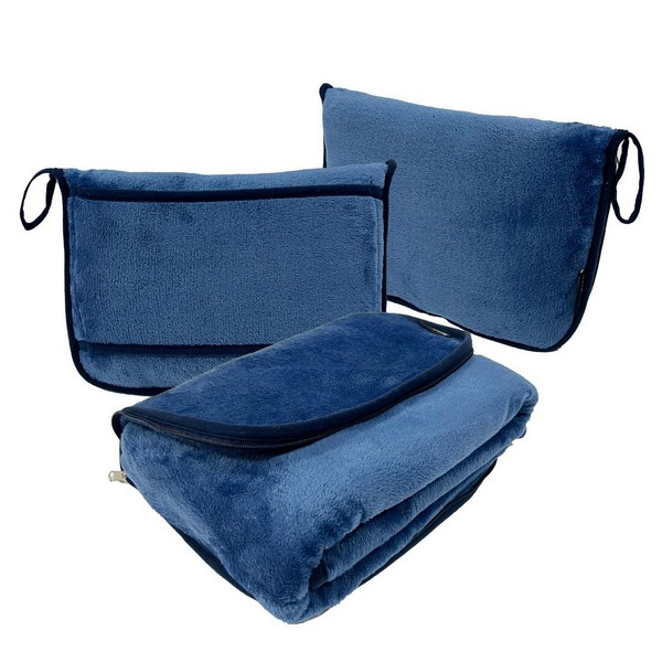 2-In-1 Flannel Travel Blanket With Storage Pouch