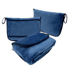 2-In-1 Flannel Travel Blanket With Storage Pouch