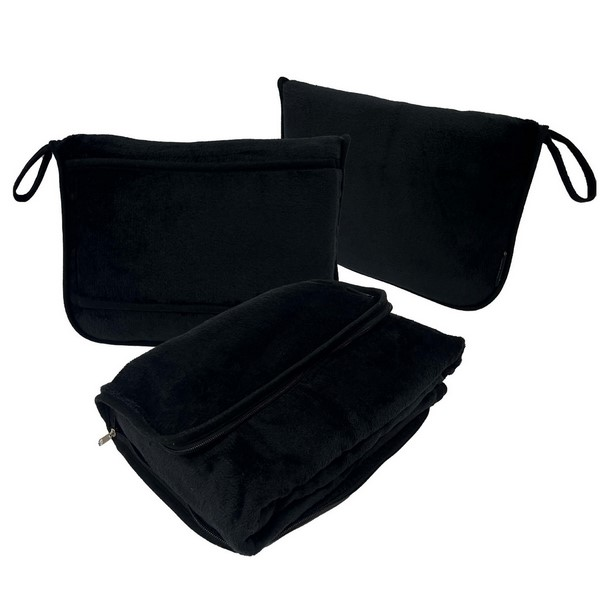 2-In-1 Flannel Travel Blanket With Storage Pouch