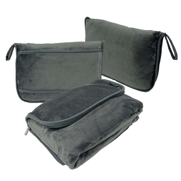 2-In-1 Flannel Travel Blanket With Storage Pouch