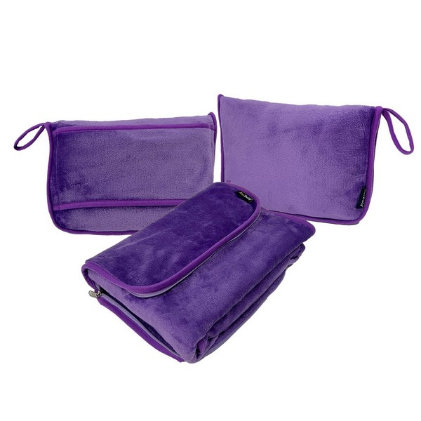 2-In-1 Flannel Travel Blanket With Storage Pouch