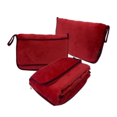 2-In-1 Flannel Travel Blanket With Storage Pouch