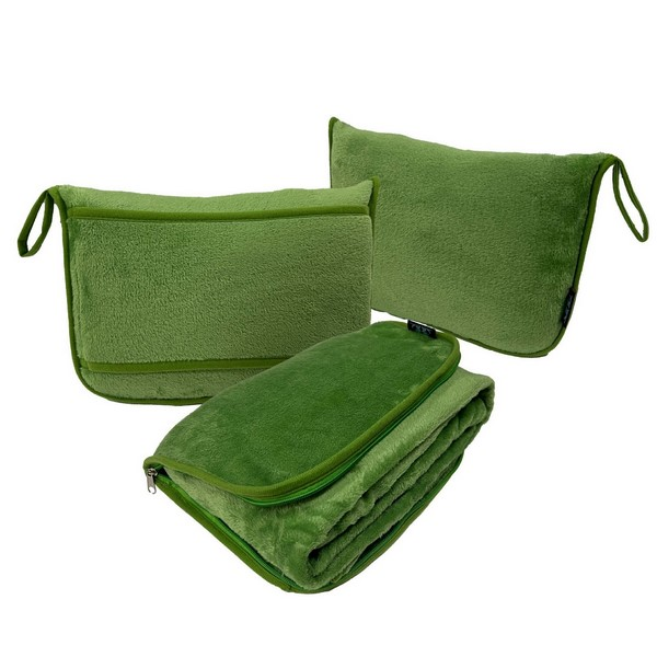 2-In-1 Flannel Travel Blanket With Storage Pouch