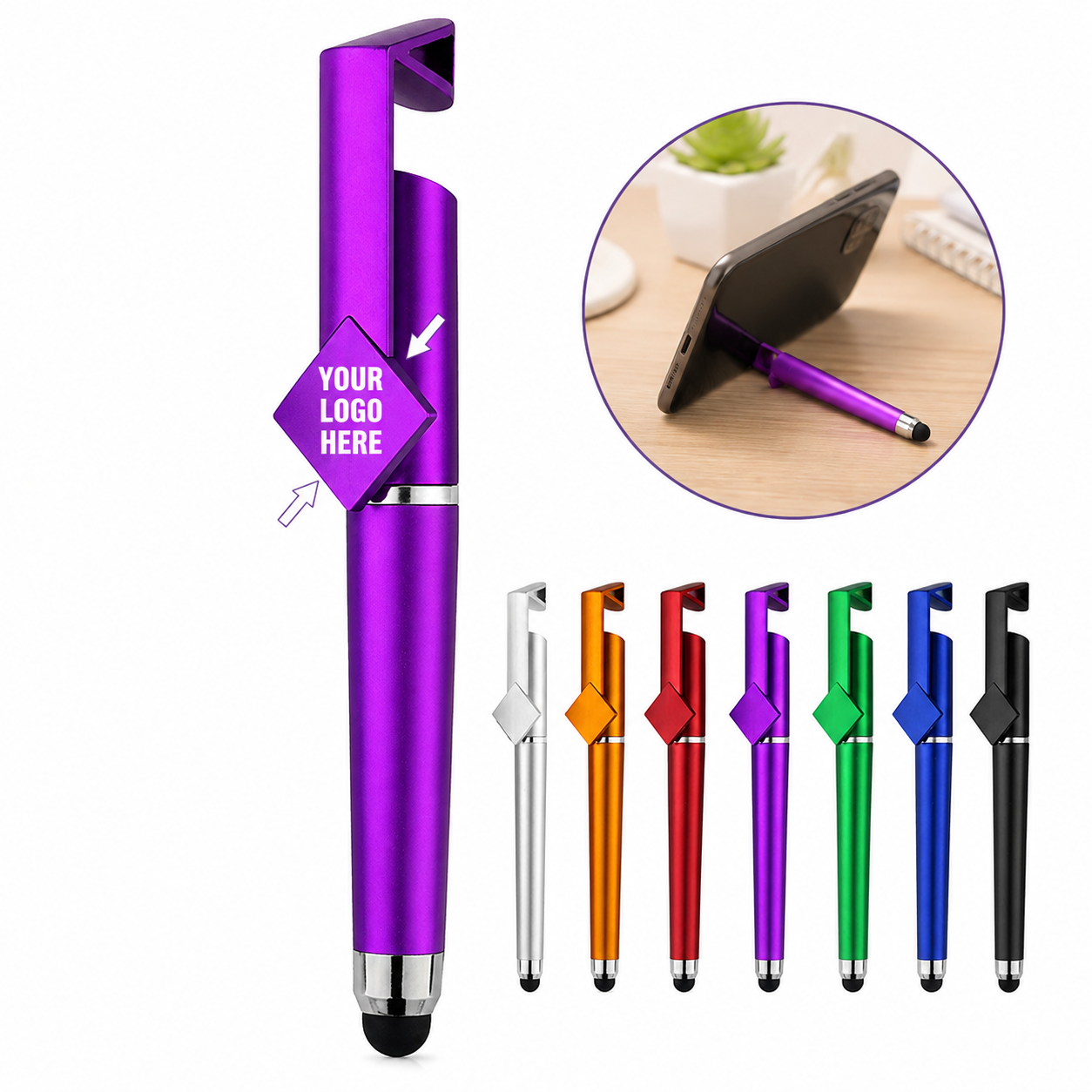 3-In-1 Phone Holder Capacitive Stylus Ballpoint Pen
