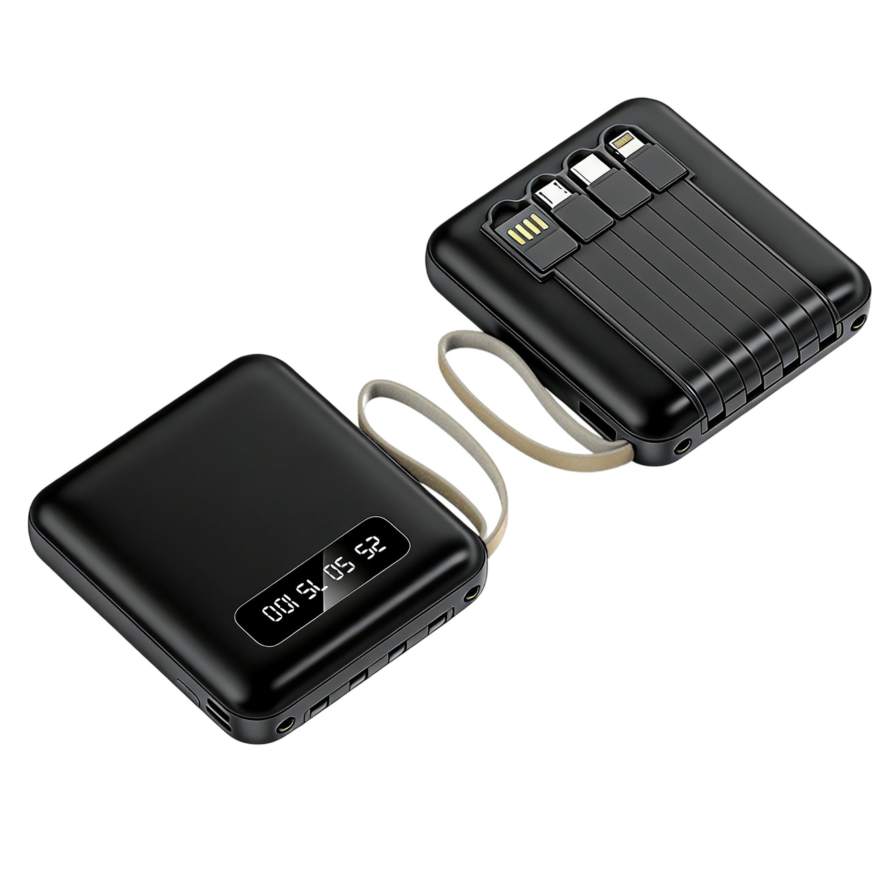 5000mAh Mini Multi Cable Power Bank With Detachable Charging Cables
