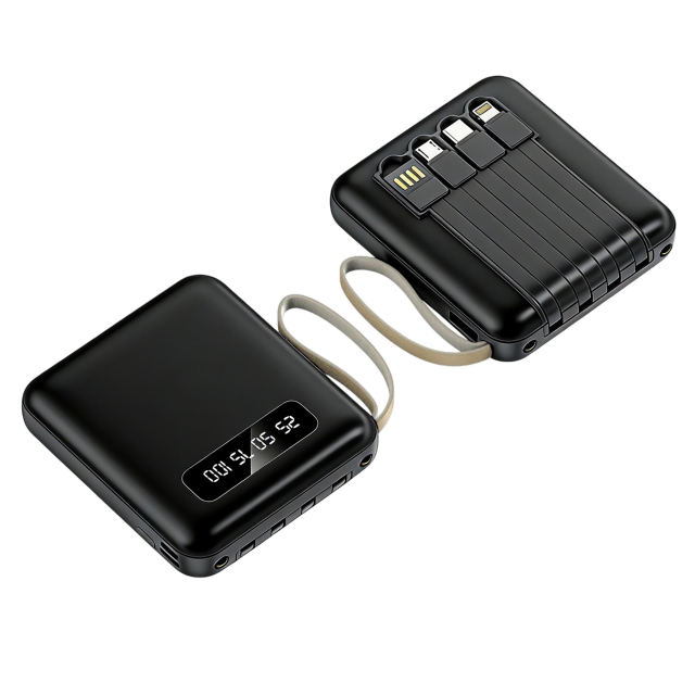 5000mAh Mini Multi Cable Power Bank With Detachable Charging Cables