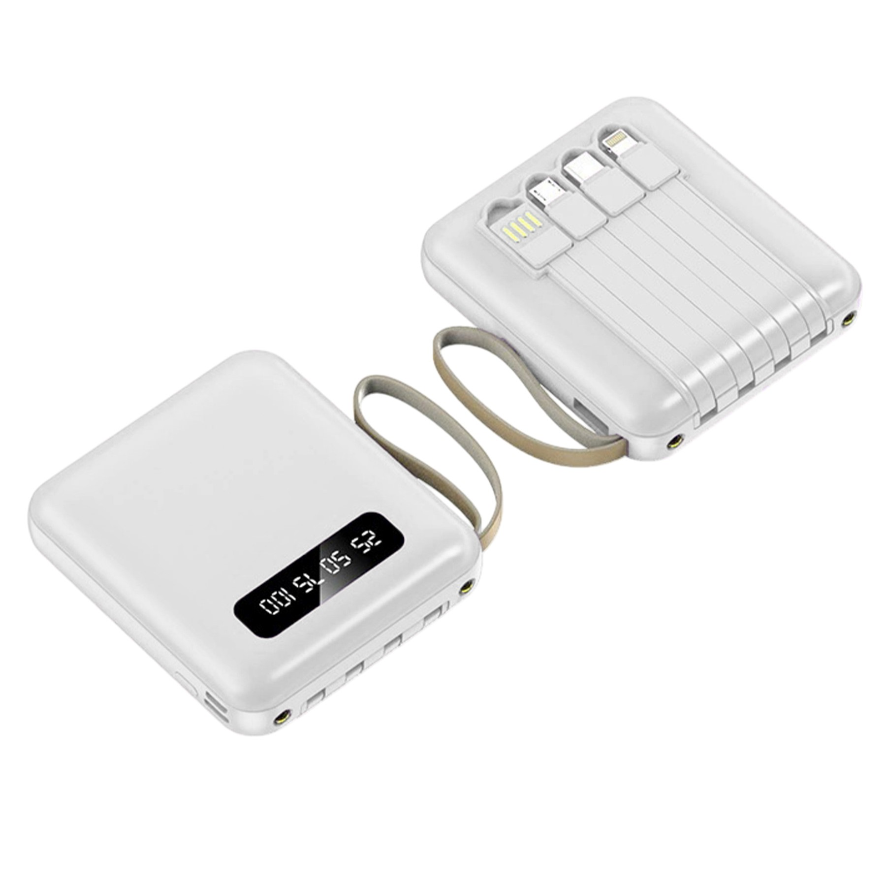 5000mAh Mini Multi Cable Power Bank With Detachable Charging Cables