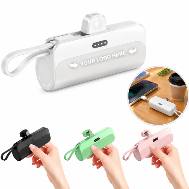 5000mAh Portable Mini Power Bank With Dual Built-In Cables