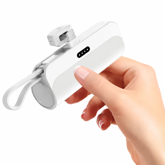 5000mAh Portable Mini Power Bank With Dual Built-In Cables